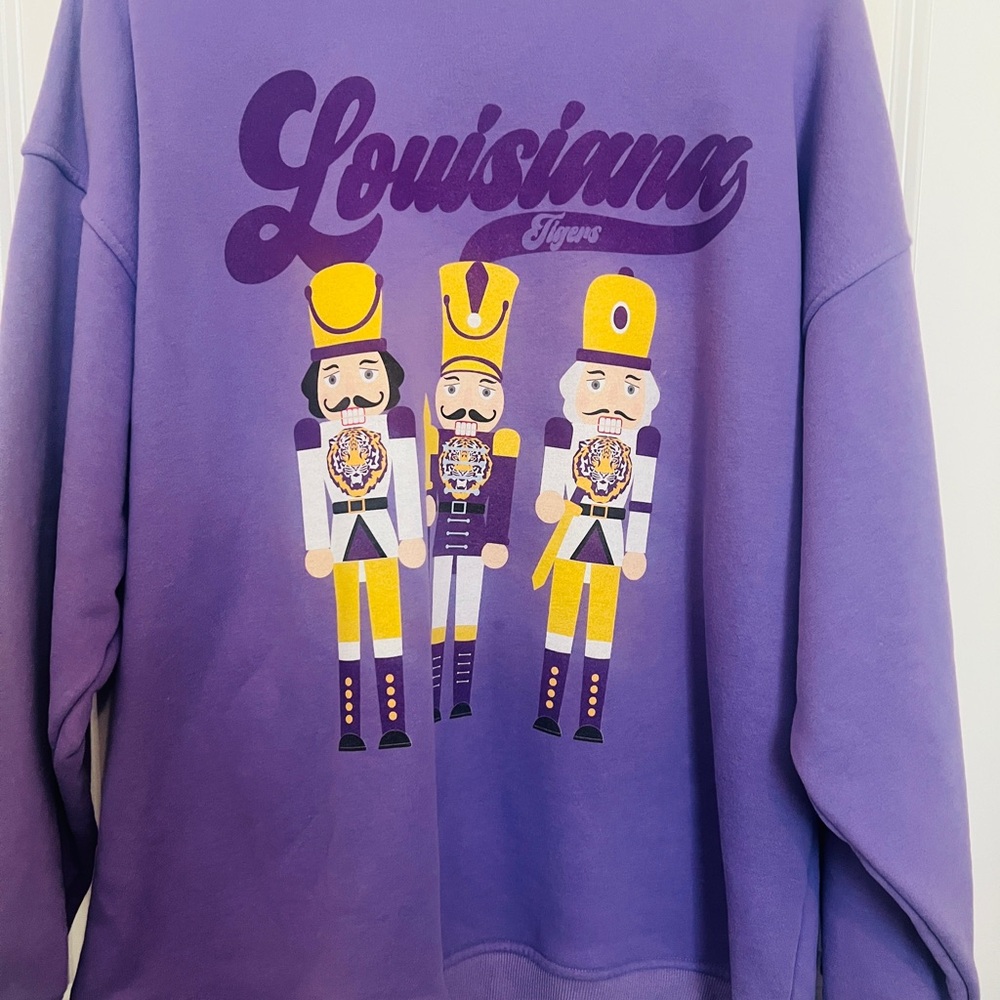 12 Pm LSU Nutcracker Purple Louisiana Sweatshirt. Size S/M. Oversized.